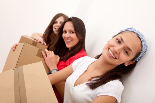 Reusable furniture set aside for charity donation during a move