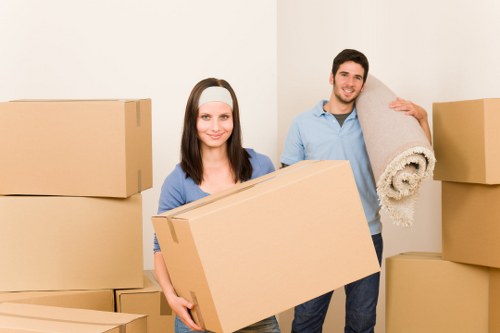 Business relocation planning with boxes and office equipment in West Norwood