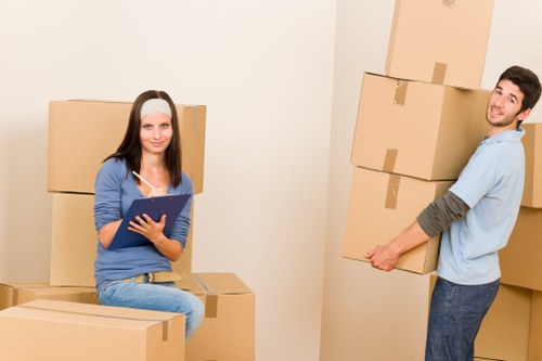 Packed boxes ready for a local house move in West Norwood